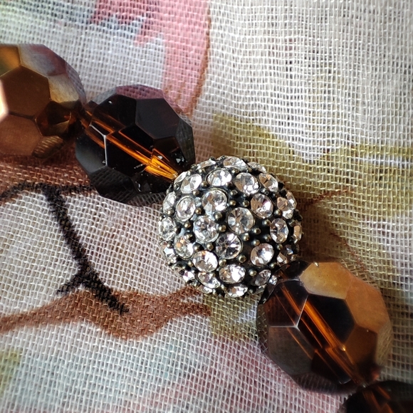 Glass Root Beer and Copper with a Rhinestone Disco Ball Necklace Premier Designs - Picture 6 of 8